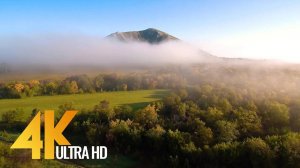 4K Drone Footage of Shikhans, Russia - Flying over Mountains in Morning Mist + Calming Music