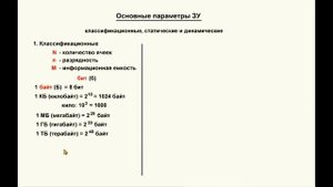 39. Видеоурок 112. Основные параметры микросхем ЗУ