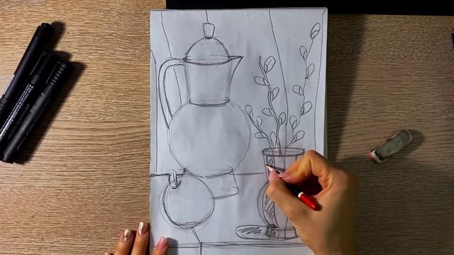 Урок рисования: Натюрморт с Вербой (Ч/Б) \ Drawing lesson: Still life with willow (B/W) смотреть онлайн
