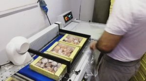 Упаковка коробок типа "Тлевизор" на полуавтомате упаковщике FP560A с тоннелем Т450 Smipack Италия.