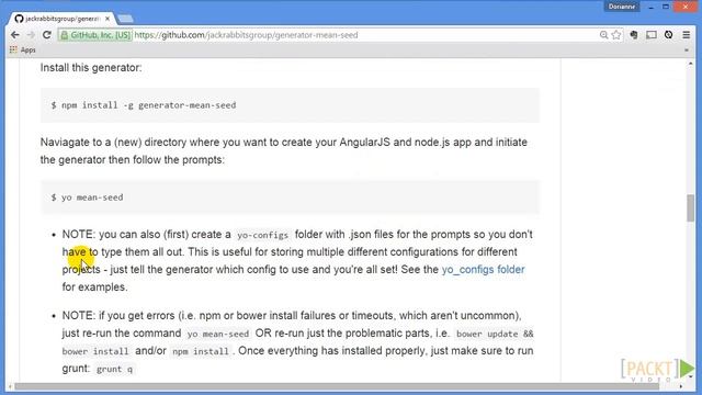 Mastering MEAN Web Development Tutorial: Setting Up and Installing generator | packtpub.com