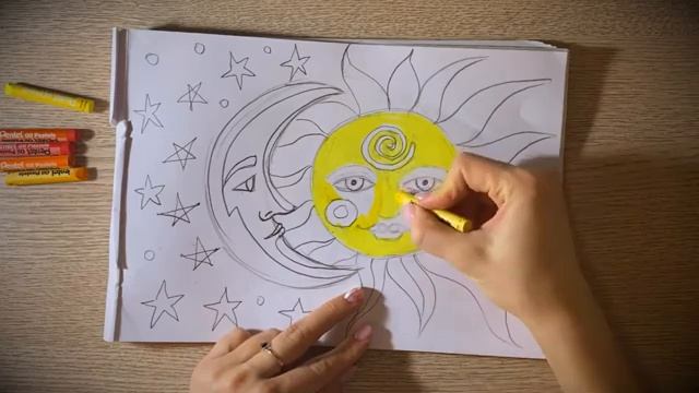 Урок рисования: Солнце и месяц \ Drawing lesson: The sun and the moon смотреть онлайн