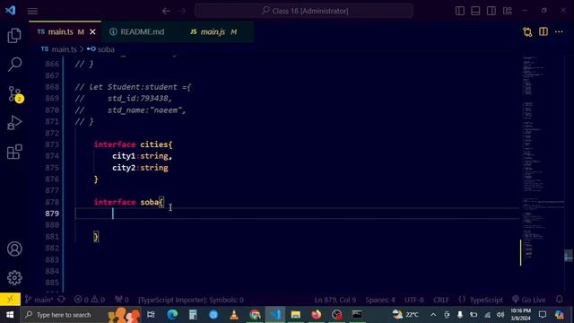 🛑 Typescript Class 20 part-1 | Nested Object