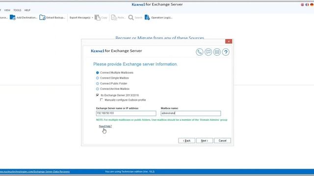 How to Connect to Live Exchange Server with Kernel for Exchange