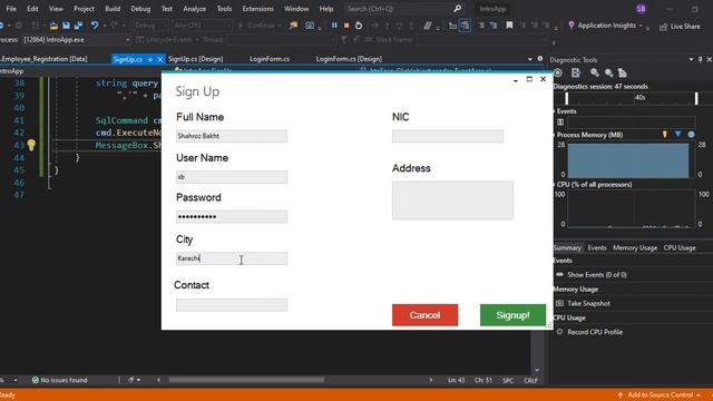 LOGIN and SIGNUP System in Windows Form .NET ENGLISH
