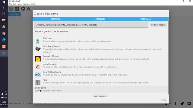 GDevelop - How to Create New Project in GDevelop