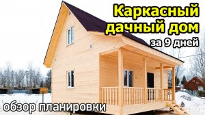 Одноэтажный дачный дом 6х8 с мансардой и террасой: 3 спальни, кухня-гостиная и санузел