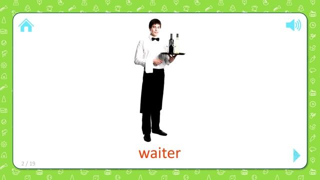 Waiter - Professions [Occupations]  - Flashcards for Kids
