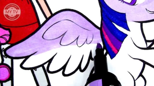 Coloring Twilight Sparkle, Shine, Blythe Baxter, Minka Mark   Coloring pages    Coloring book смотреть онлайн