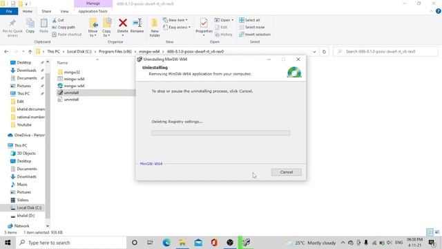 How to uninstall MinGW-W64 GCC compiler (sourceforge website) #MinGW-W64 #compiler #vscode