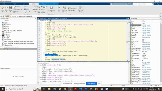High Pass Fir filter design in MATLAB Rectangular window 6/9
