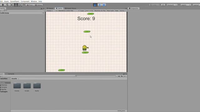 Game development on Unity platform, the game - DodleJump, project of our student.