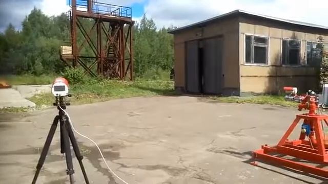 Испытание извещателя пламени на базе пожарного робота "ПОЖТЕХСПАС"