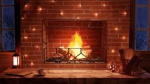 Cozy Winter Ambience in a Hut with a Fireplace - Blizzard Sounds and Crackling F