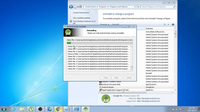 HOW TO UNINSTALL ANDROID STUDIO