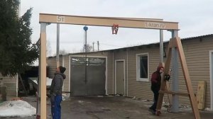 Сборка ручного козлового крана 5т, МПУ. Мобильное перегрузочное устройство 5тонн, высота 5 метров.