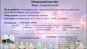 Лабораторный опыт №2 «Гидролиз солей» 9 класс