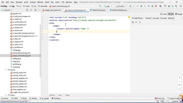 Chat Me App - 19 - Design Comments part of Post Android Studio  - Social Networking App