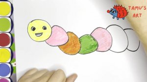 How to draw a happy caterpillar / happy caterpillars drawing and coloring