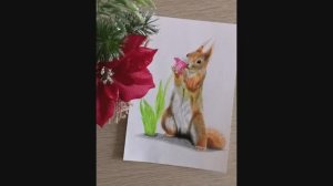 Как нарисовать белку цветными карандашами.