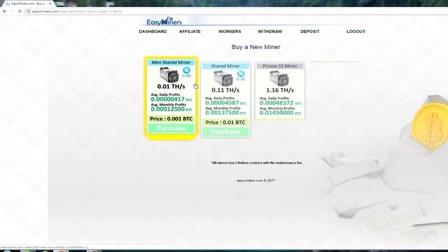 Псевдо облачный майнинг  EasyMiners