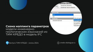 Схема маппинга параметров модели инженерно-геологических изысканий из ТИМ КРЕДО в модель IFC