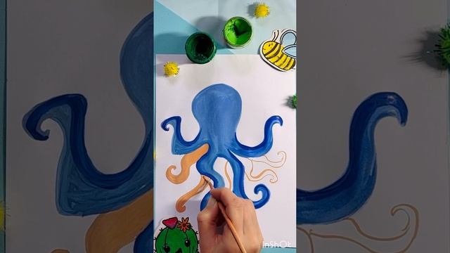 РИСУЕМ ОСЬМИНОГА🐙🐙🐙 #Длядетей #рисунки #рисование #творчество #животные #детям #рыбы #морскиеживотны