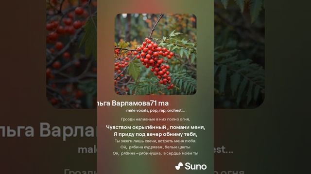 Алые рябины пламенем горят(жен) .На стихи  Ольги  Варламовой 71 от 20.08.2023г. made with Suno