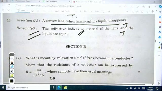 cbse board 12th physics paper solution 2024, class 12 cbse board exam 2024 physics answer key
