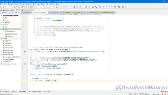 Flutter Tutorial ListView Widget- On Click Event