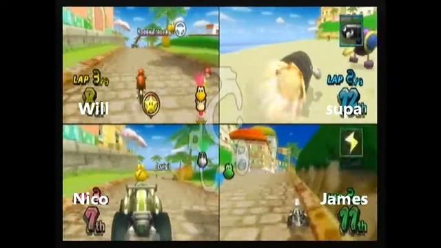 Mario Kart Wii 4 Player VS Race #1 смотреть онлайн