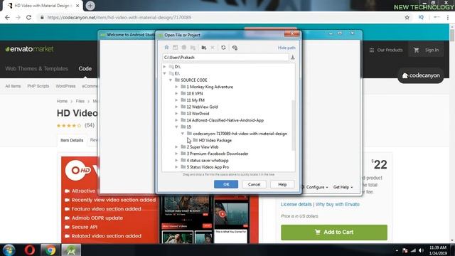 HD Video with Material Design in Android Studio in hindi