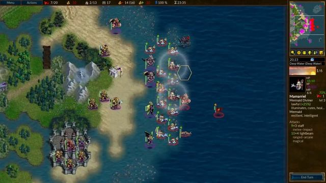 Let's Play The Battle For Wesnoth - Dead Water (Difficult) #10 - Glass Cannons смотреть онлайн