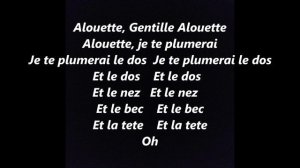 ALOUETTE Gentille ALOUETTE FRENCH Canadian Lyrics Words sing along song