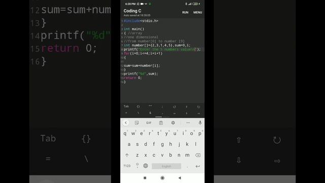 Array (undeclared) | C programming Android version