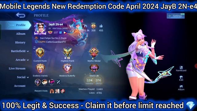 No Limit: Part 1 - Mobile Legends x4 Redeem Codes April 01, 2024 - MLBB Active Working Redeem Codes