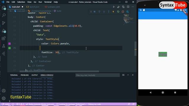 Flutter container widget For Beginners in Tamil | Flutter App Development Tutorial | SyntaxTube