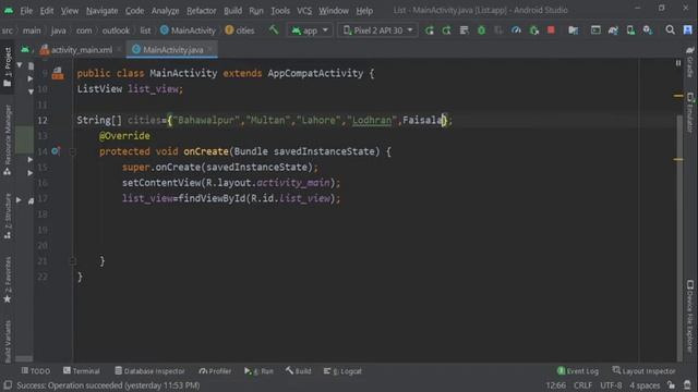 List View in Android Studio смотреть онлайн