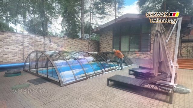Павильон для бассейна Коричневый цвет Прозрачный поликарбонат