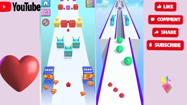 Jelly Run 2048 vs Ball Run 2048 Merge | All Levels Gameplay | Android, iOS | Satisfying Mobile Game