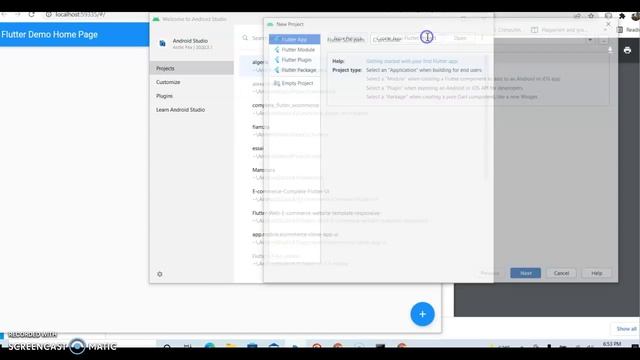 create your first flutter web/mobile app using android studio