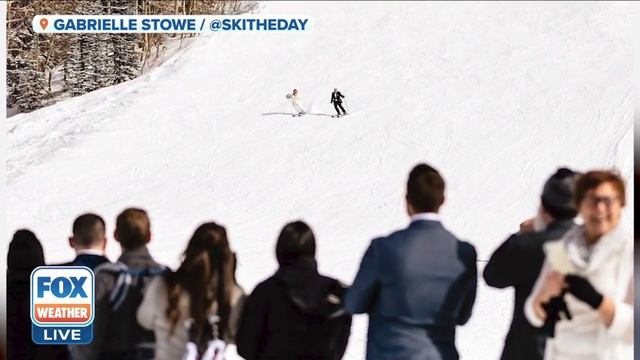 Newlyweds Take To The Slopes To Get Married, Wedding Photos Go Viral смотреть онлайн