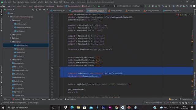 How to Create Earning App in Android Studio,  Complete Quiz Game with earning System   | Part 12