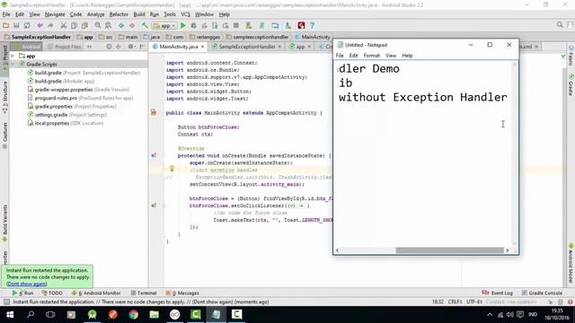 Sample exception handler library Android Demo смотреть онлайн