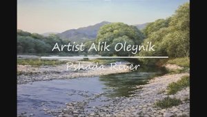 Пишем маслом, картина "Вечер река Пшада"