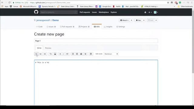 How to create a Wiki Page on GitHub