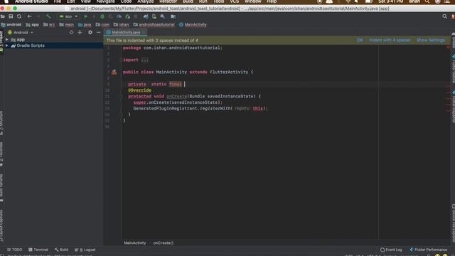 Flutter - Android toast  messages using Platform channel