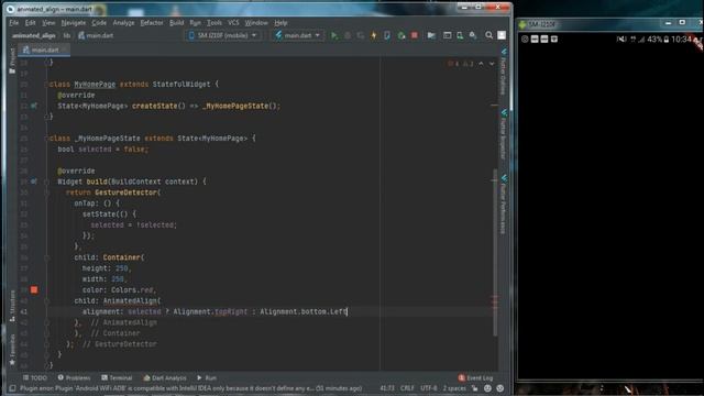 Animated Align Animation Flutter | Flutter Tutorials | Android Studio | TheEyeCode