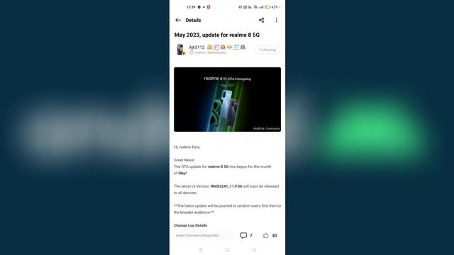 Realme 8 5G New software Update F.06 Realme UI 4.0 Android 13 Stable Update/Realme 8 UI 4.0 Update