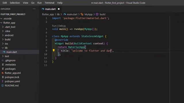 Your First Flutter App - Creating a new flutter project from scratch